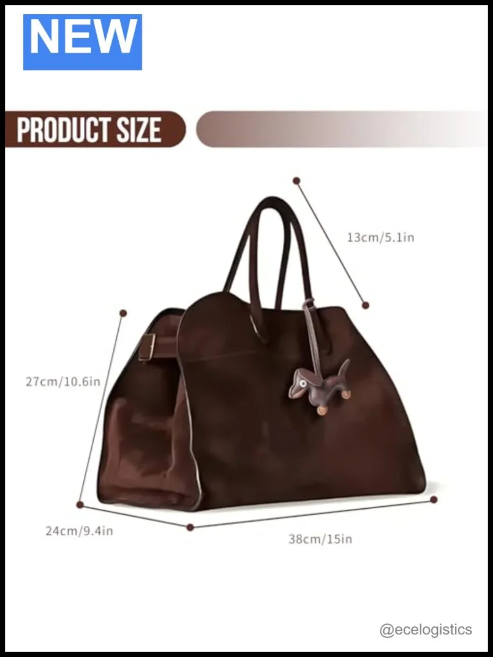 Hand-Sewn Genuine Suede Hobo Tote with Puppy Charm and Card Holder